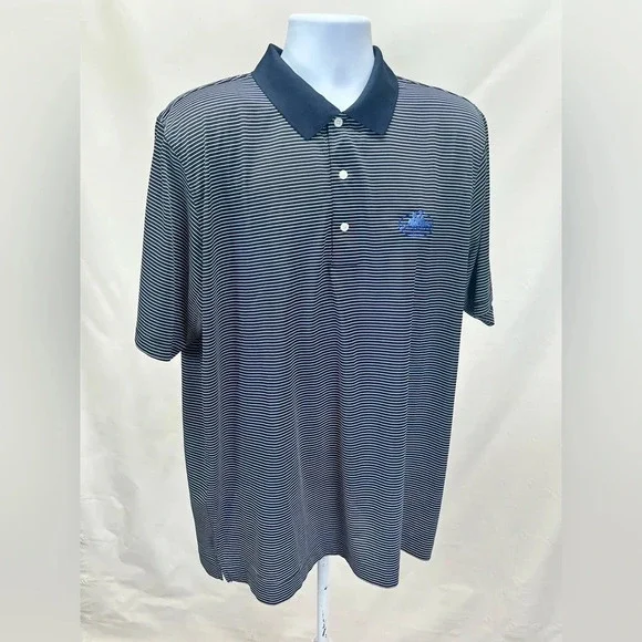 PAGE & TUTTLE Men’s navy stripe golf polo size XL - Picture 8 of 12